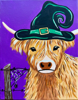 DIY ART KIT  Halloween highland cow with witch hat