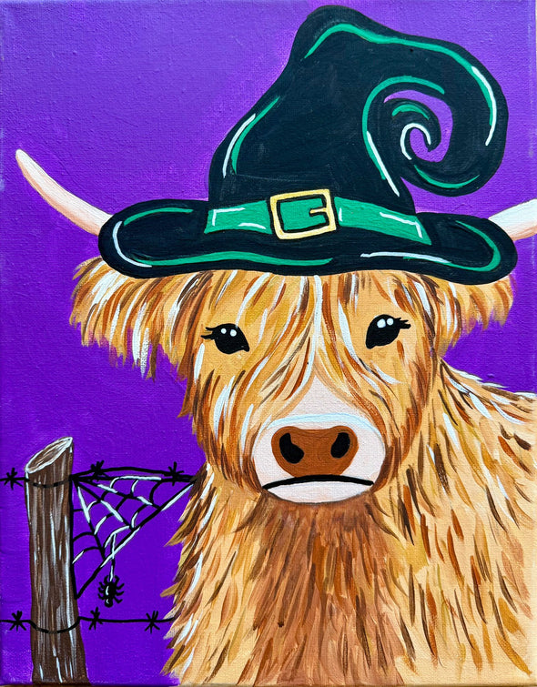 DIY ART KIT  Halloween highland cow with witch hat