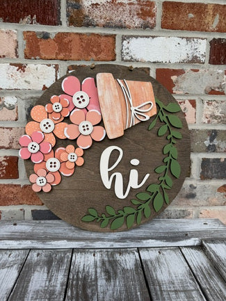 Button Flowers  Insert for Interchangeable door hanger