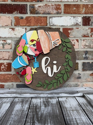 Crabs, flipflops, beach Insert for Interchangeable door hanger