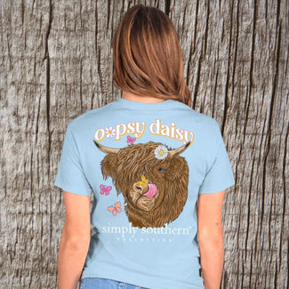 Simply Southern Opsy Daisy Highlander  Cow T-shirt