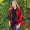 Buffalo Plaid open front Poncho Red / Cream