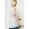 Plus Stripe V Neck Top with Knotted Sleeves