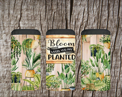 Bloom where You are Planted 4 in 1 can cooler with 2 lids & straw