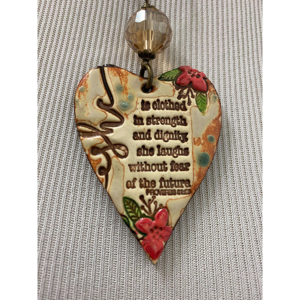 Handmade one of a kind Ceramic heart necklace She