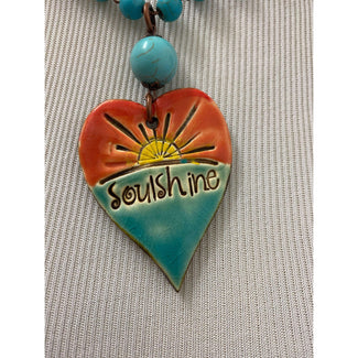 Handmade one of a kind Ceramic heart necklace Soulshine