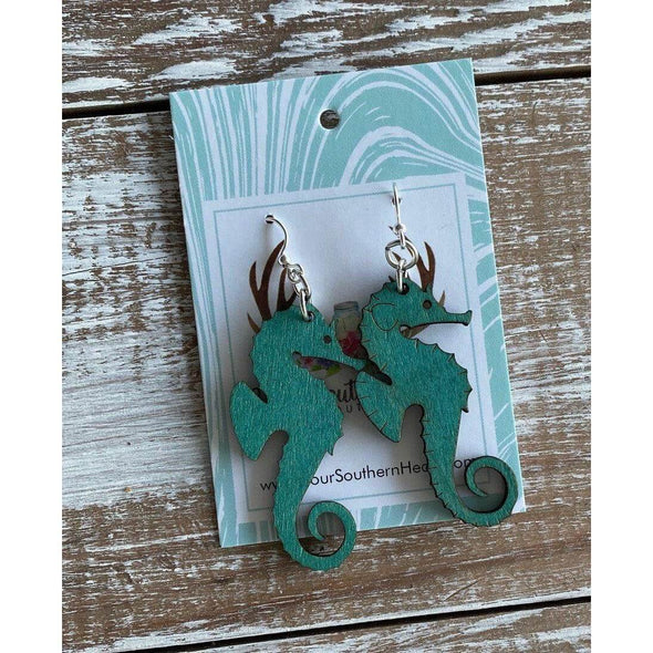 Seahorse Wood Earrings