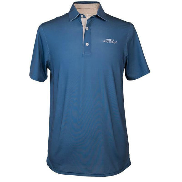 Simply Southern Tech Stripe Polo for Men in Navy