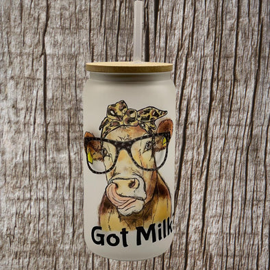 Cow Got Milk? Glass Can Mug