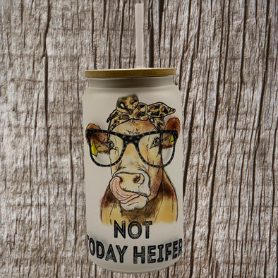 Cow Not Today Heifer Glass Can Mug