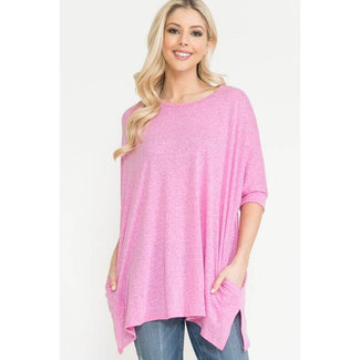 Plus Solid Pink Tunic Top