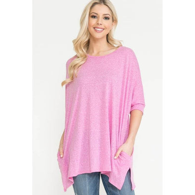 Plus Solid Pink Tunic Top